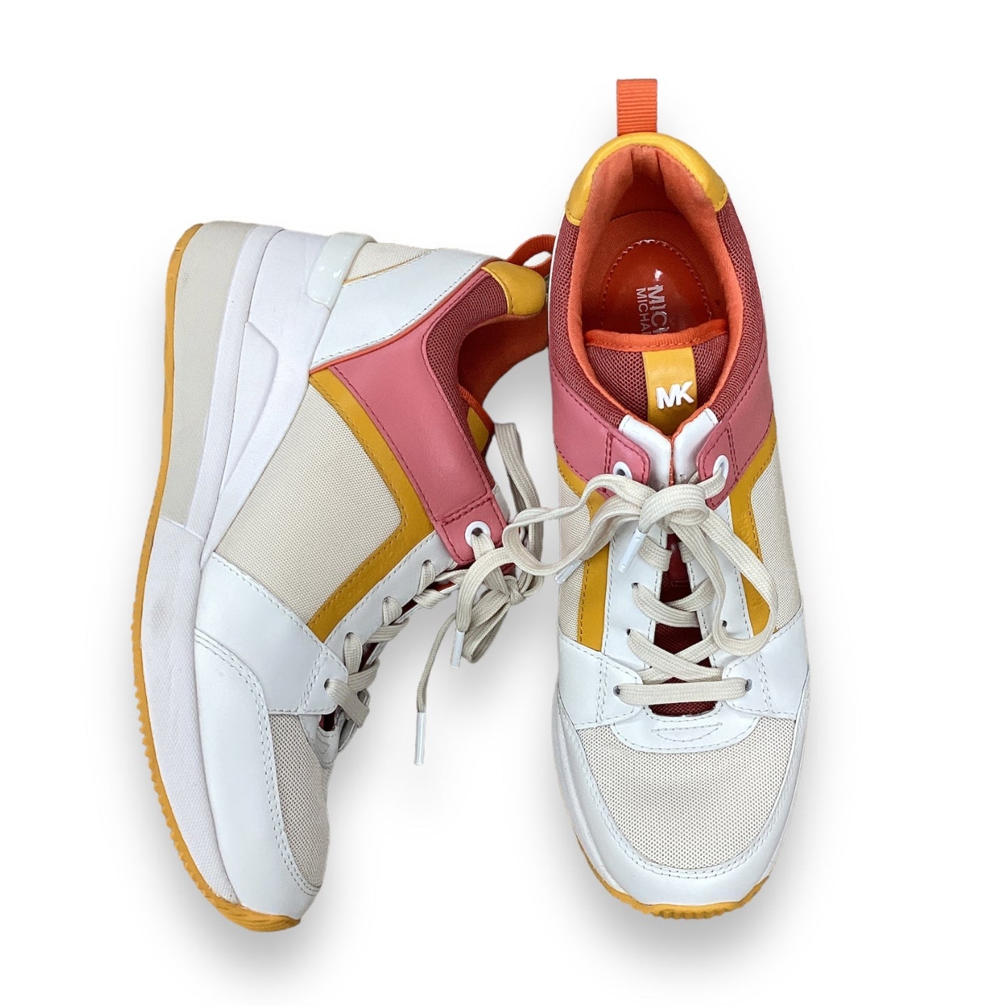 Shoes Sneakers By Michael By Michael Kors In Orange & White, Size: 8