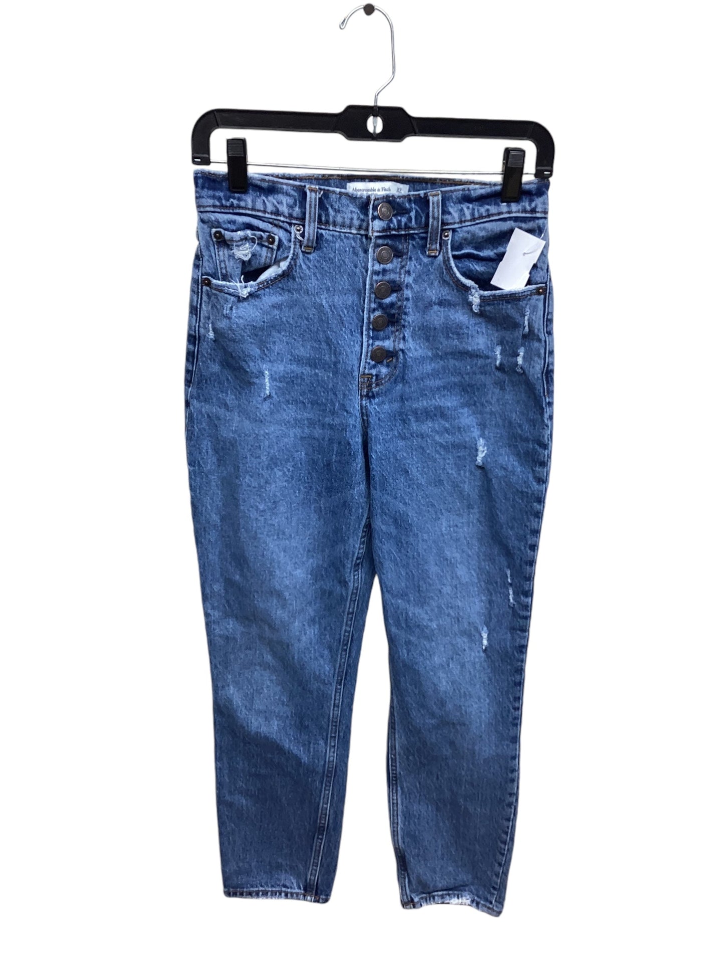 Jeans Straight By Abercrombie And Fitch In Blue Denim, Size: 4