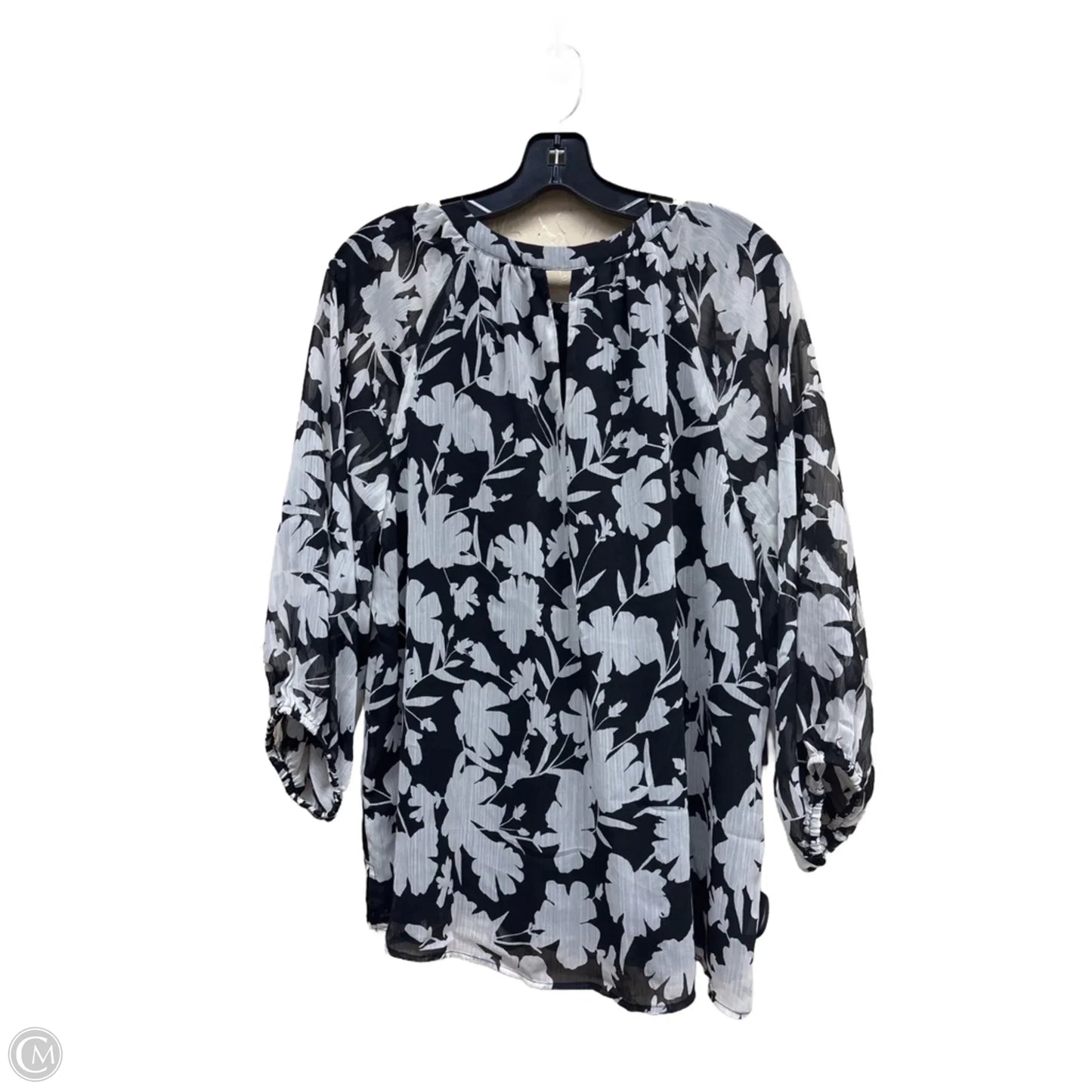 Top Long Sleeve By Vince Camuto In Black & White, Size: L