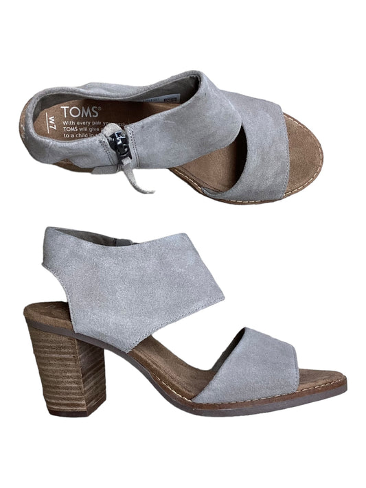 Grey Sandals Heels Block Toms, Size 7