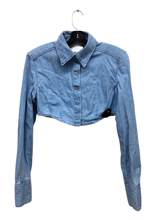 Top Long Sleeve By Zara In Blue Denim, Size: L