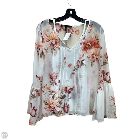 Top Long Sleeve By White House Black Market In Floral Print, Size: 2