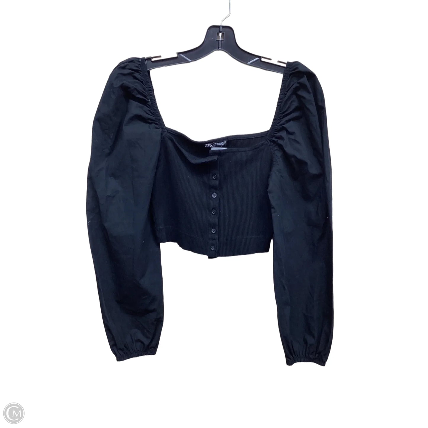 Top Long Sleeve By Zara In Black, Size: M