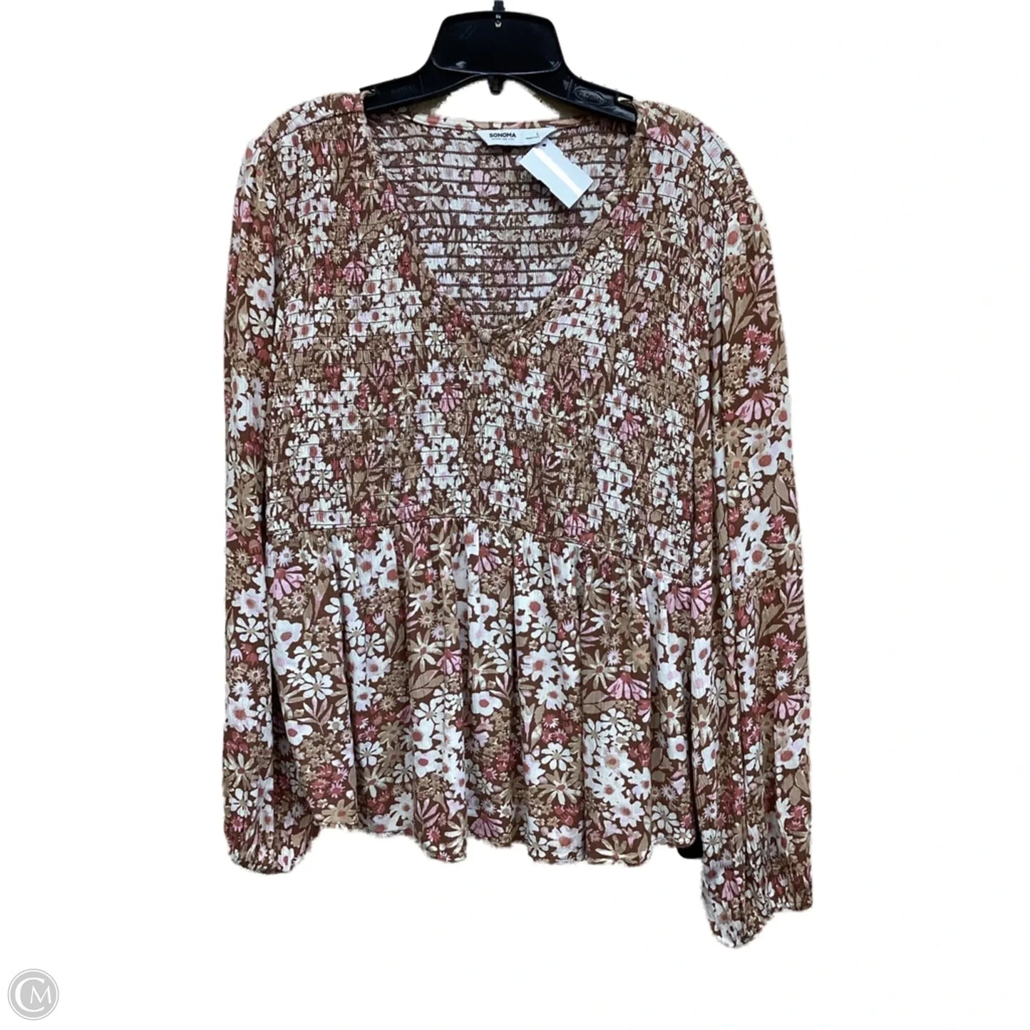Top Long Sleeve By Sonoma In Floral Print, Size: L