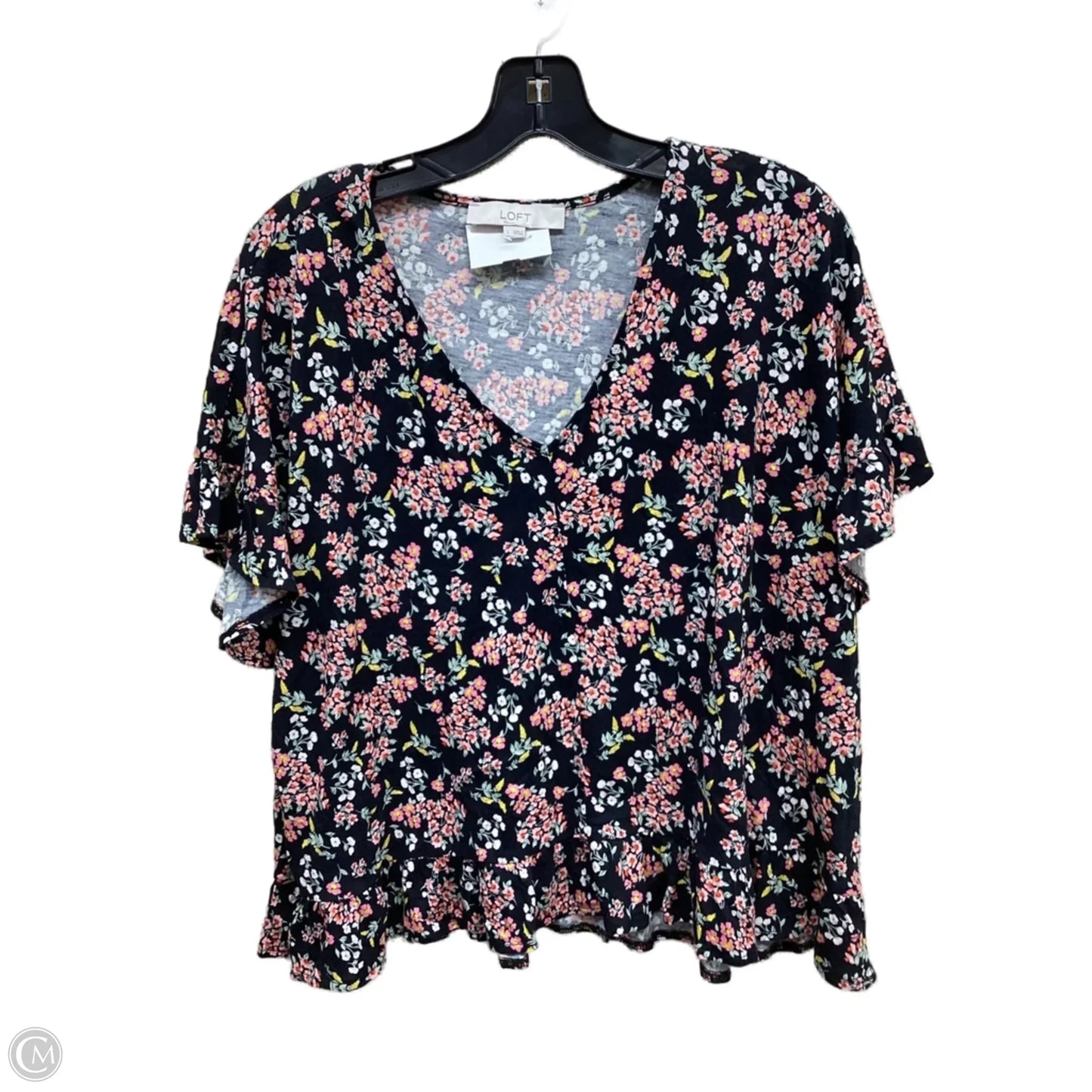 Top Short Sleeve By Loft In Floral Print, Size: L