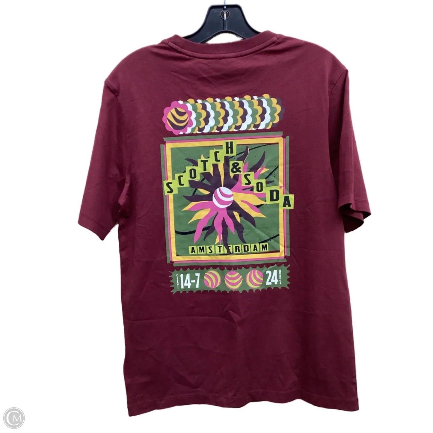 Top Short Sleeve By Scotch & Soda In Maroon, Size: S