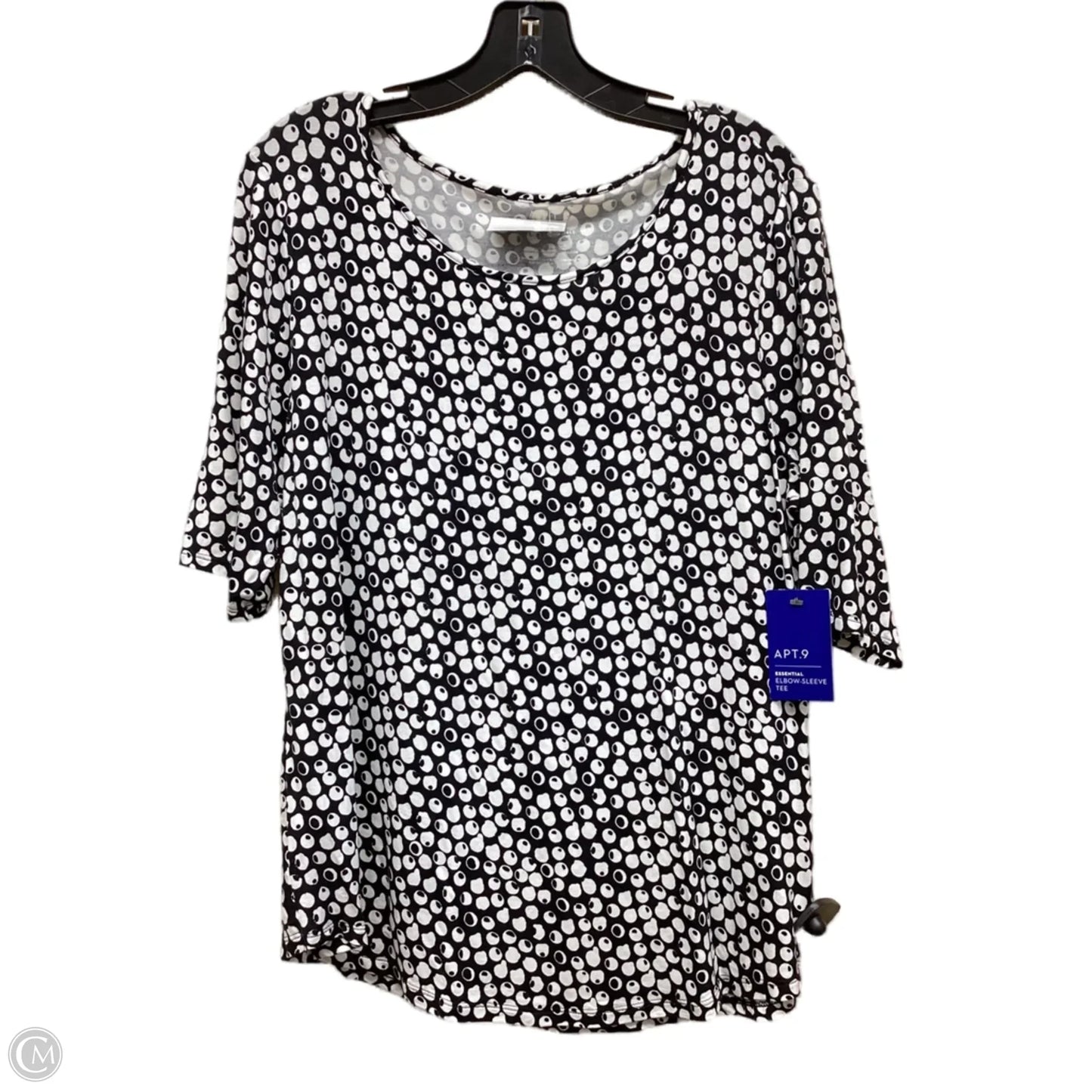 Top Short Sleeve By Apt 9 In Black & White, Size: L
