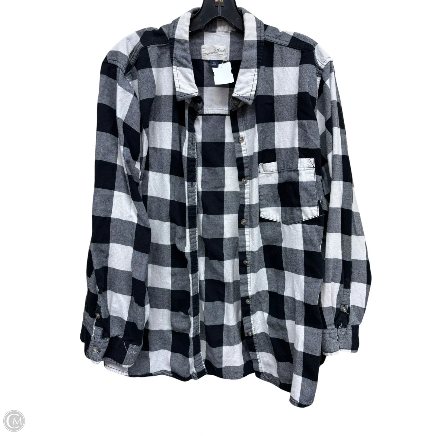 Top Long Sleeve By Universal Thread In Plaid Pattern, Size: Xxl