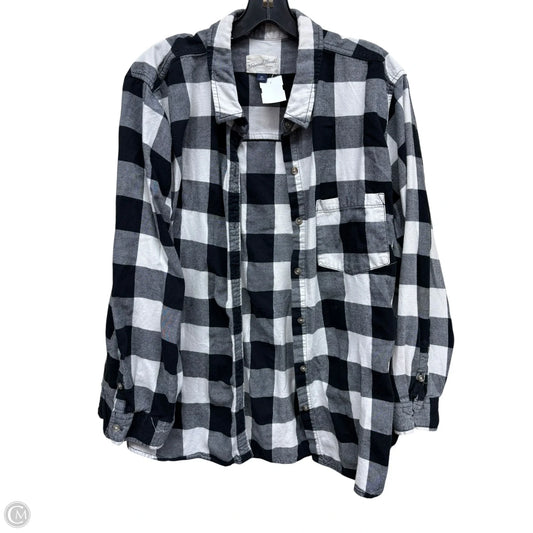 Top Long Sleeve By Universal Thread In Plaid Pattern, Size: Xxl