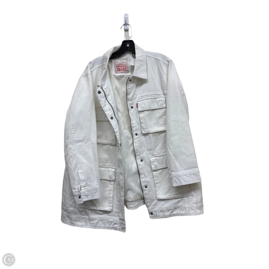 Jacket Denim By Levis In White Denim, Size: 1x