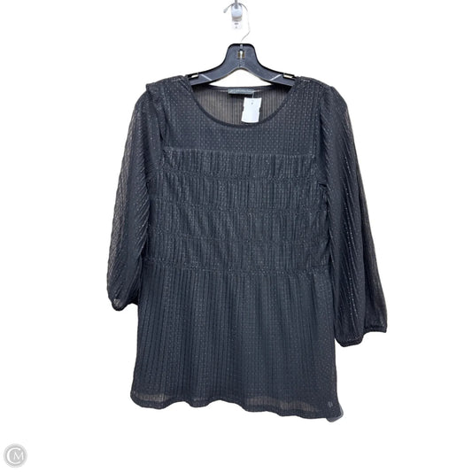 Top Long Sleeve By Adrianna Papell In Black & Gold