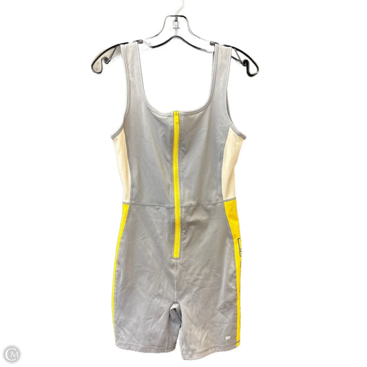 Athletic Dress By Fabletics In Grey & Yellow, Size: 0