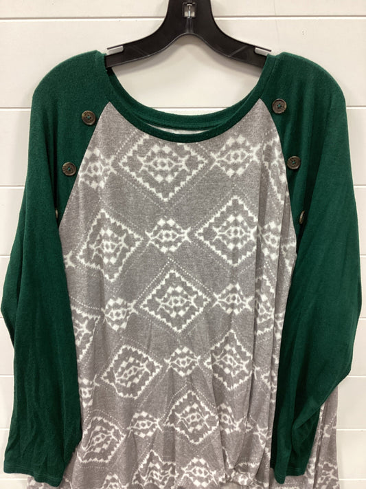 Top Ls By Maurices In Green & Grey, Size:4X
