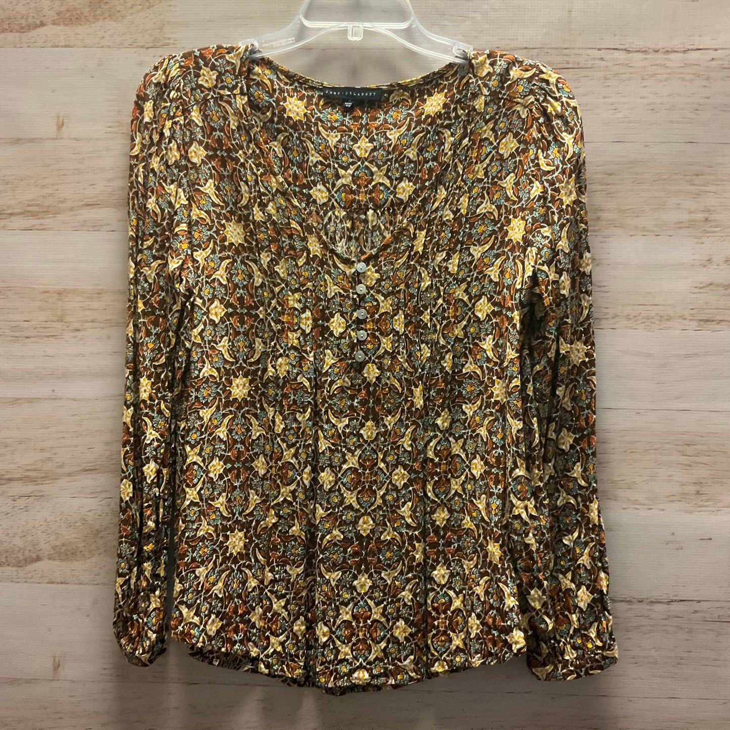 Top Long Sleeve By Jane And Delancey In Brown, Size: M