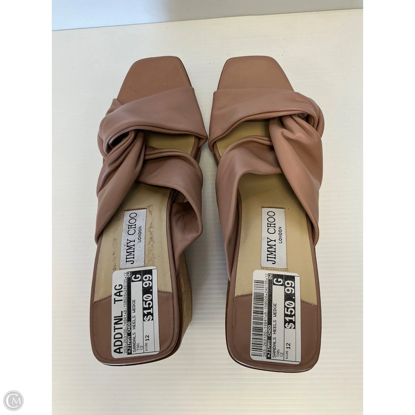 Sandals Heels Wedge By Jimmy Choo In Tan, Size: 12