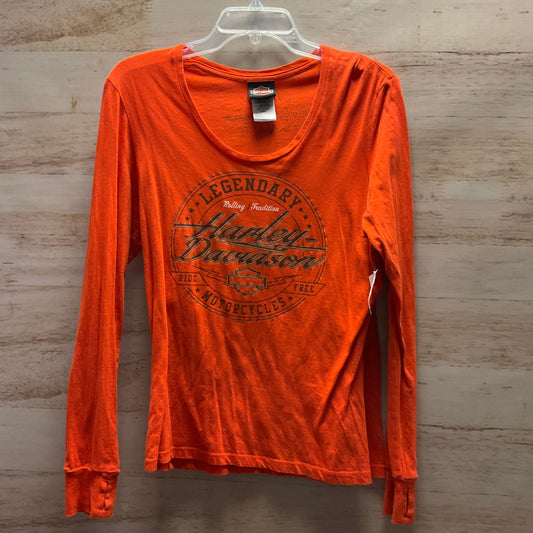 Top Long Sleeve By Harley Davidson In Orange, Size: L