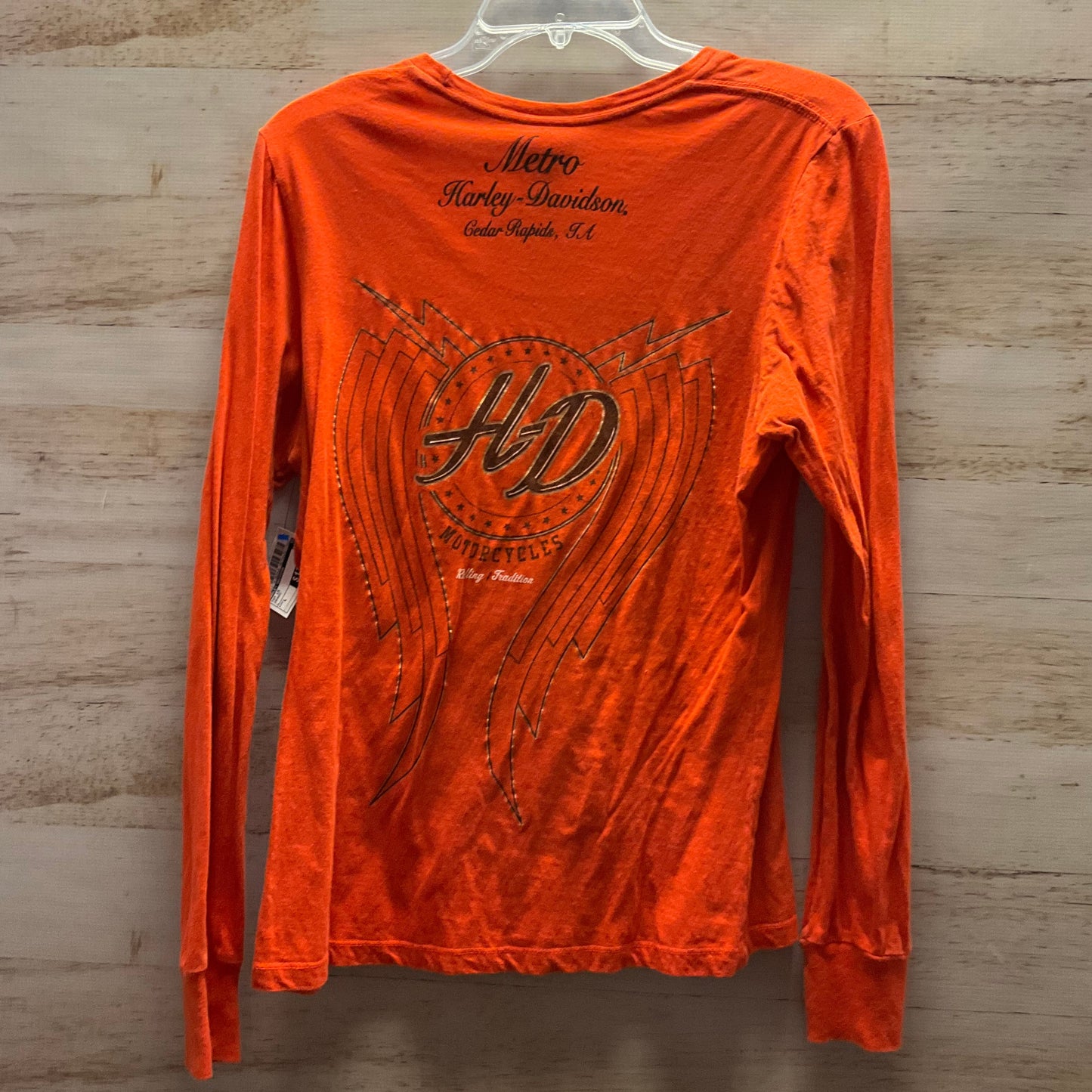 Top Long Sleeve By Harley Davidson In Orange, Size: L