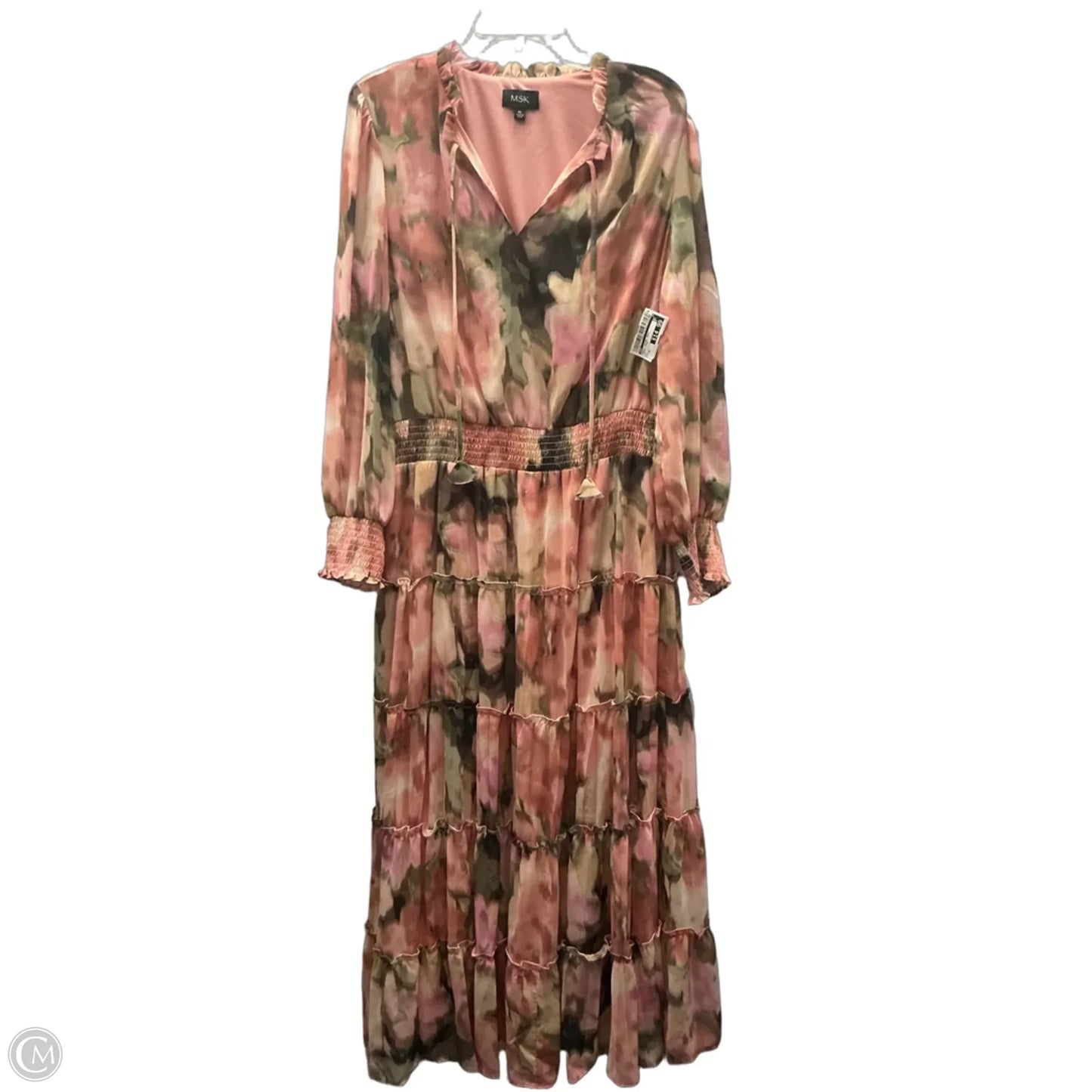 Dress Casual Maxi By Msk In Green & Pink, Size: Xl