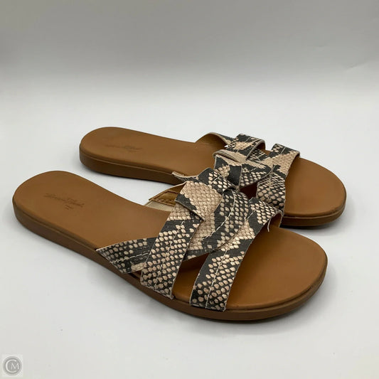 Sandals Flats By Universal Thread In Snakeskin Print, Size: 8