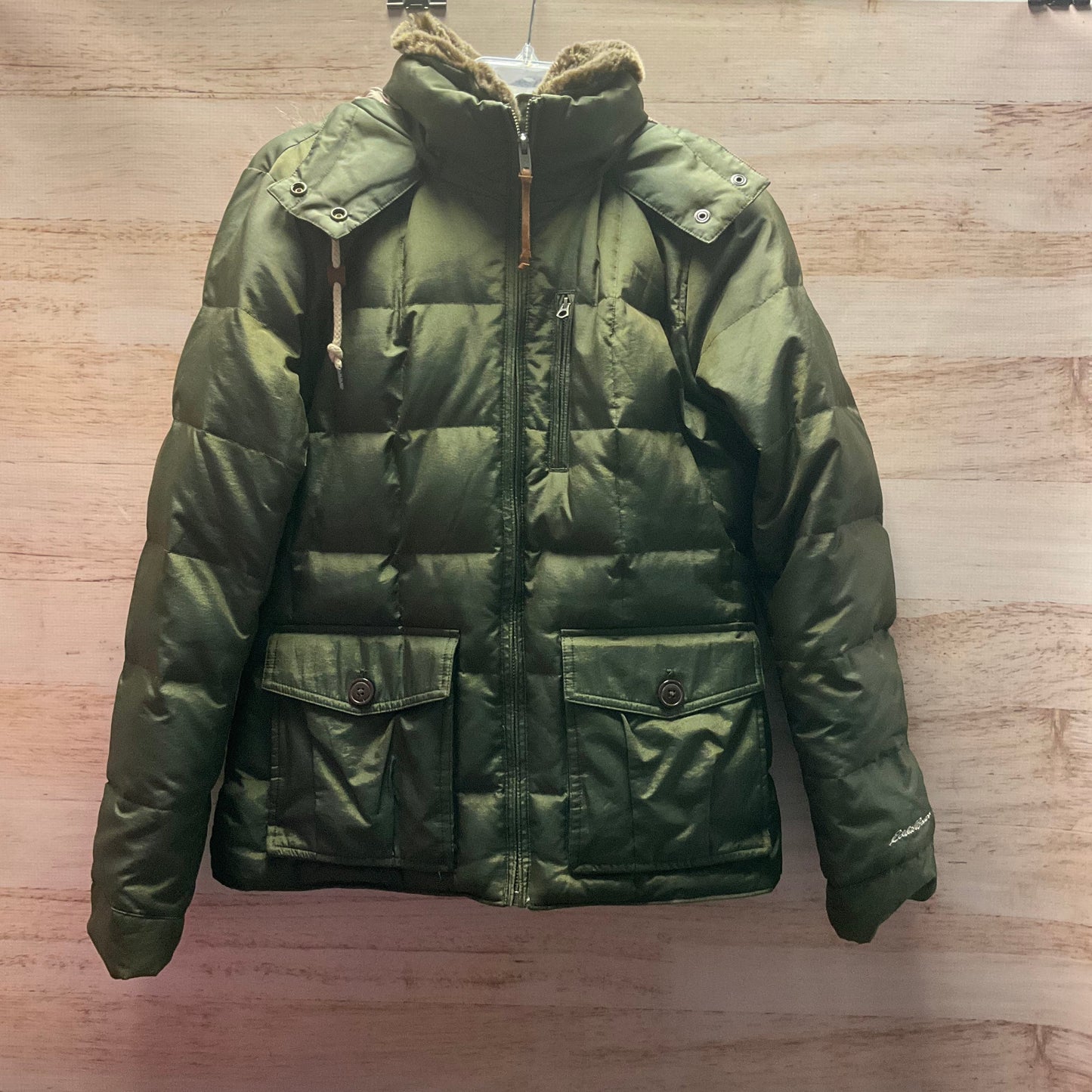 Coat Puffer & Quilted By Eddie Bauer In Green, Size: M