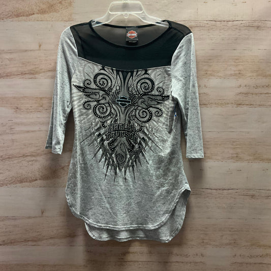 Top 3/4 Sleeve Basic By Harley Davidson In Grey, Size: S