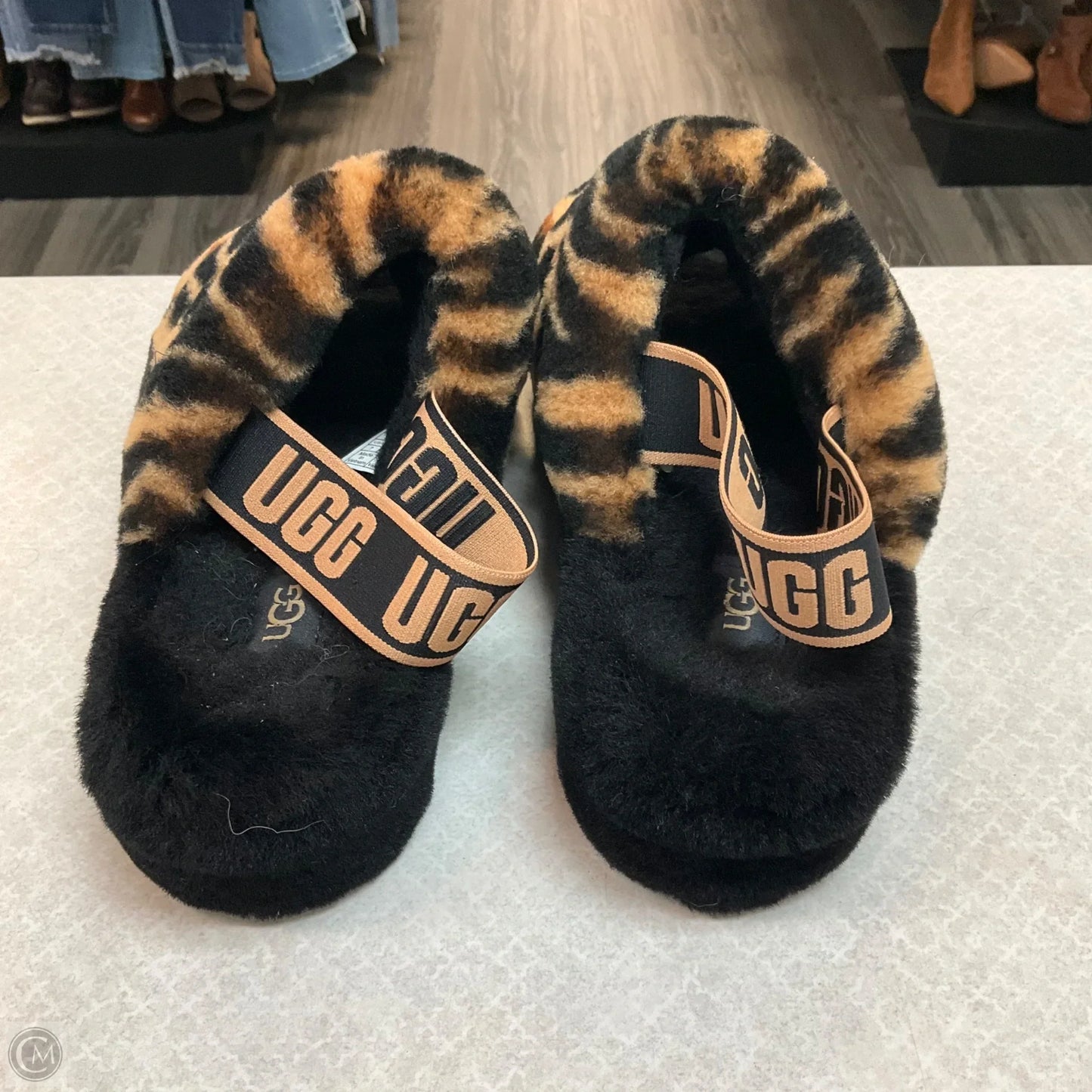 Slippers Designer By Ugg In Animal Print, Size: 7