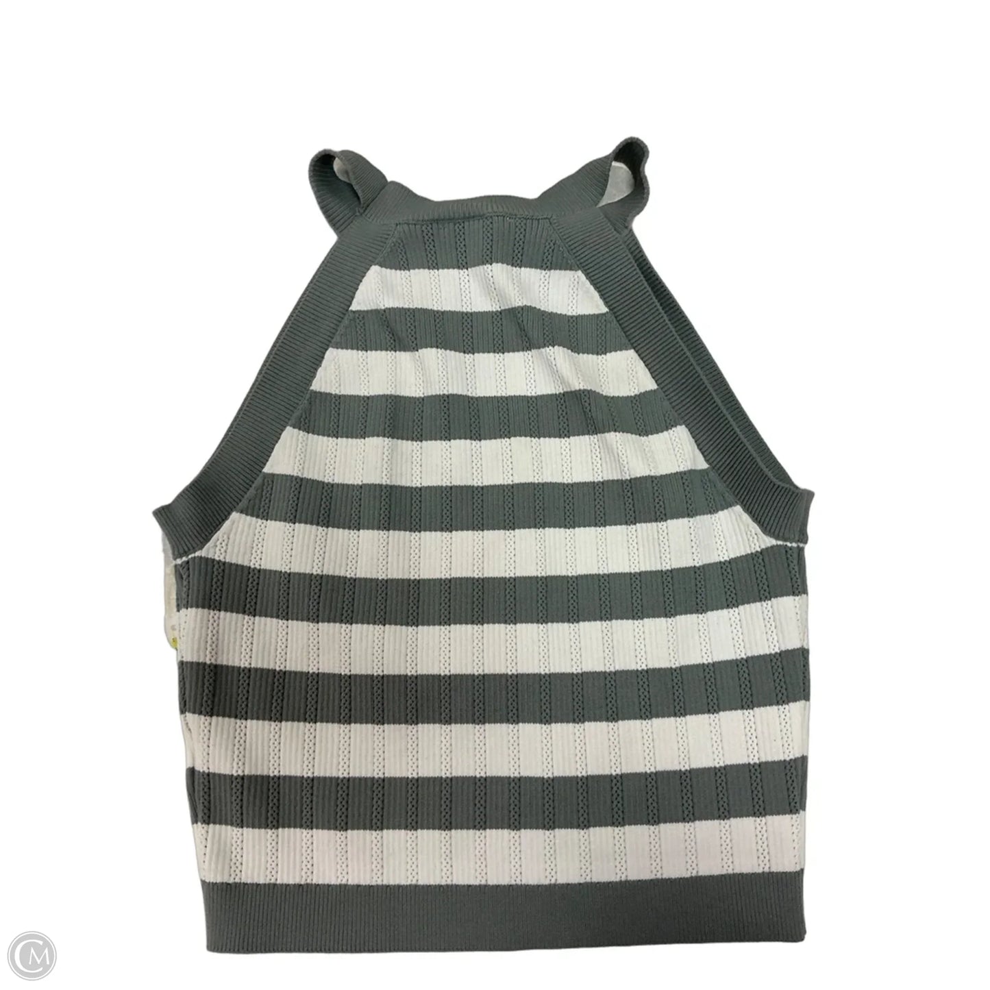 Top Sleeveless By Happily Grey In Striped Pattern, Size: L