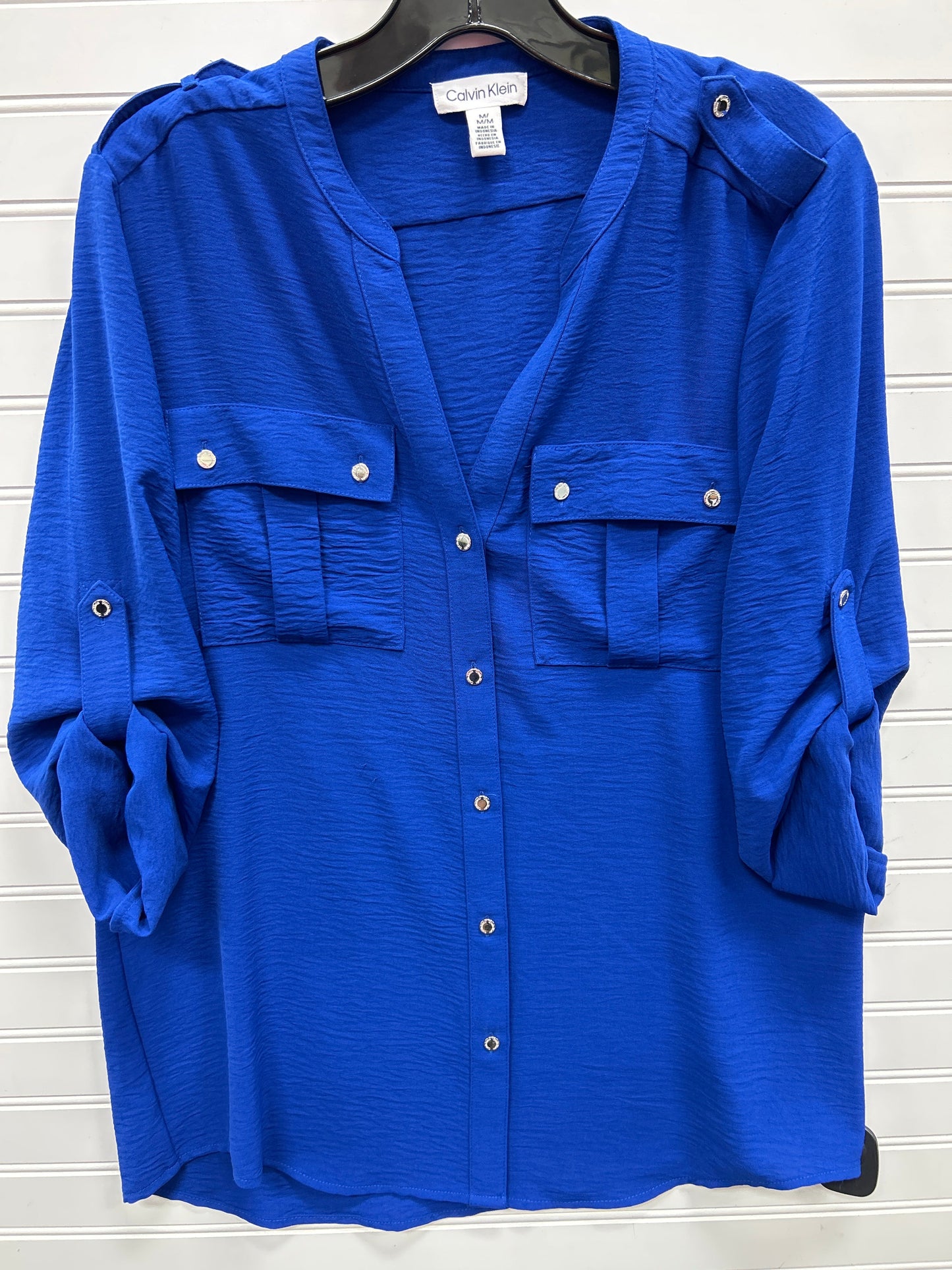 Top Ls By Calvin Klein In Blue, Size:M
