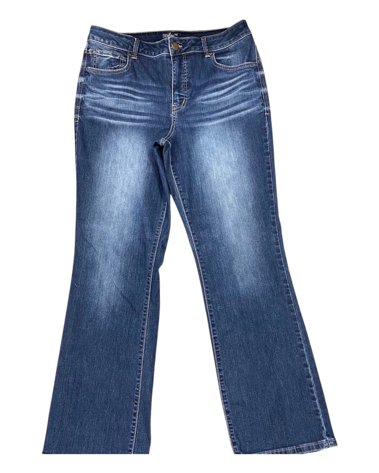 Jeans Flared By Clothes Mentor In Blue Denim, Size:16