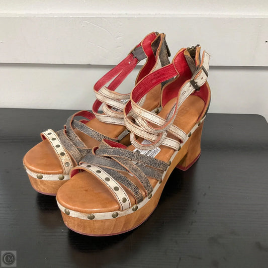 Sandals Heels Wedge By Bed Stu In Brown, Size: 10