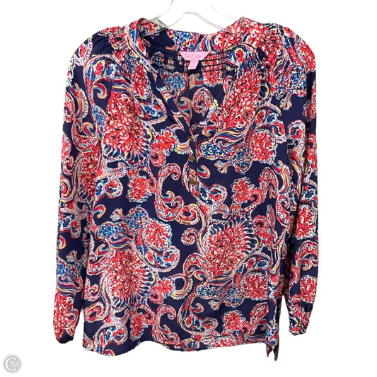 Top Long Sleeve Designer By Lilly Pulitzer In Blue & Red, Size: Xs