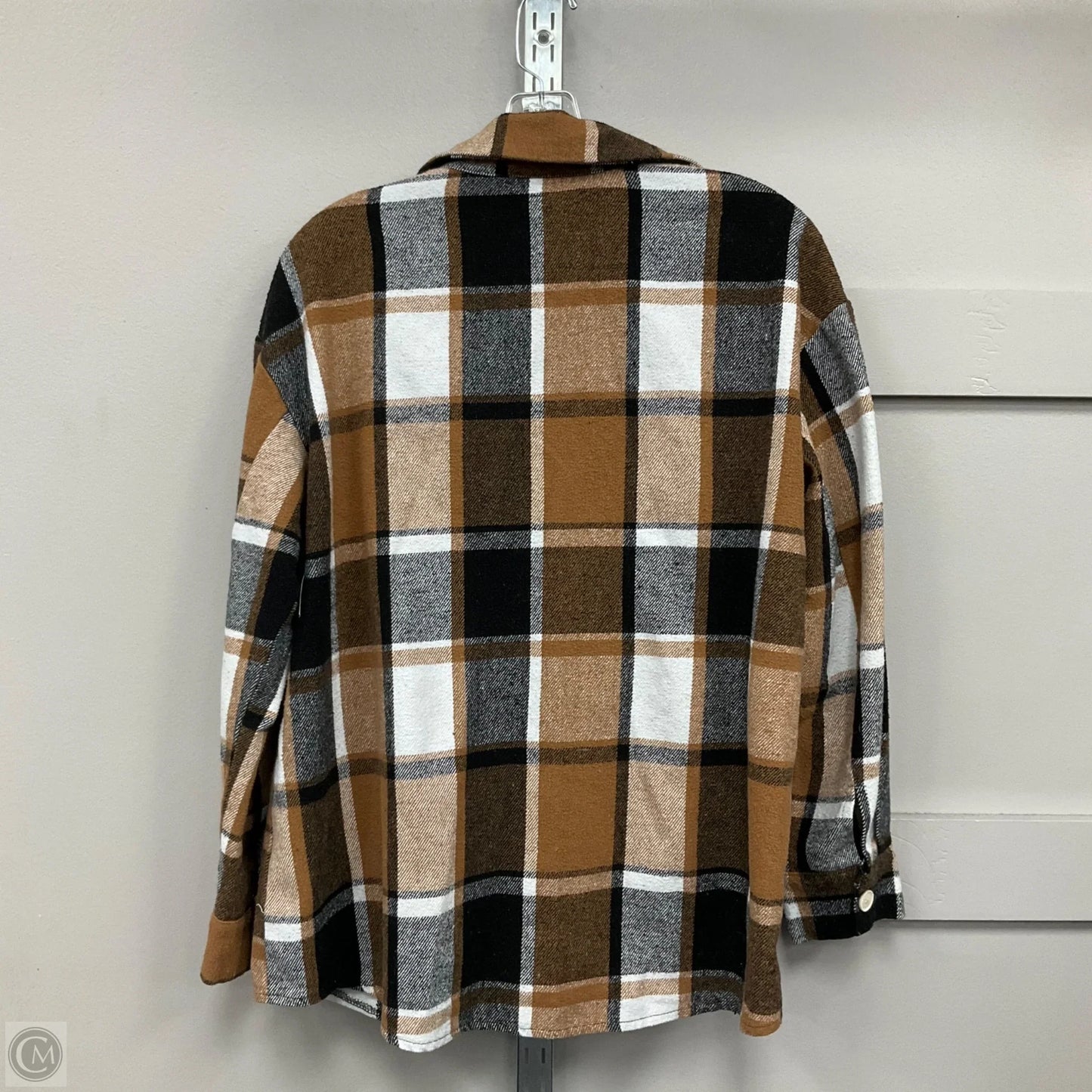 Top Long Sleeve By Shein In Plaid Pattern, Size: L