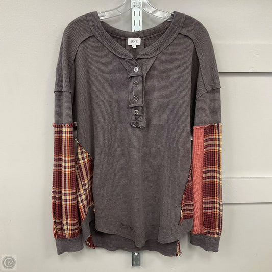Top Long Sleeve By Bke In Brown, Size: Xl
