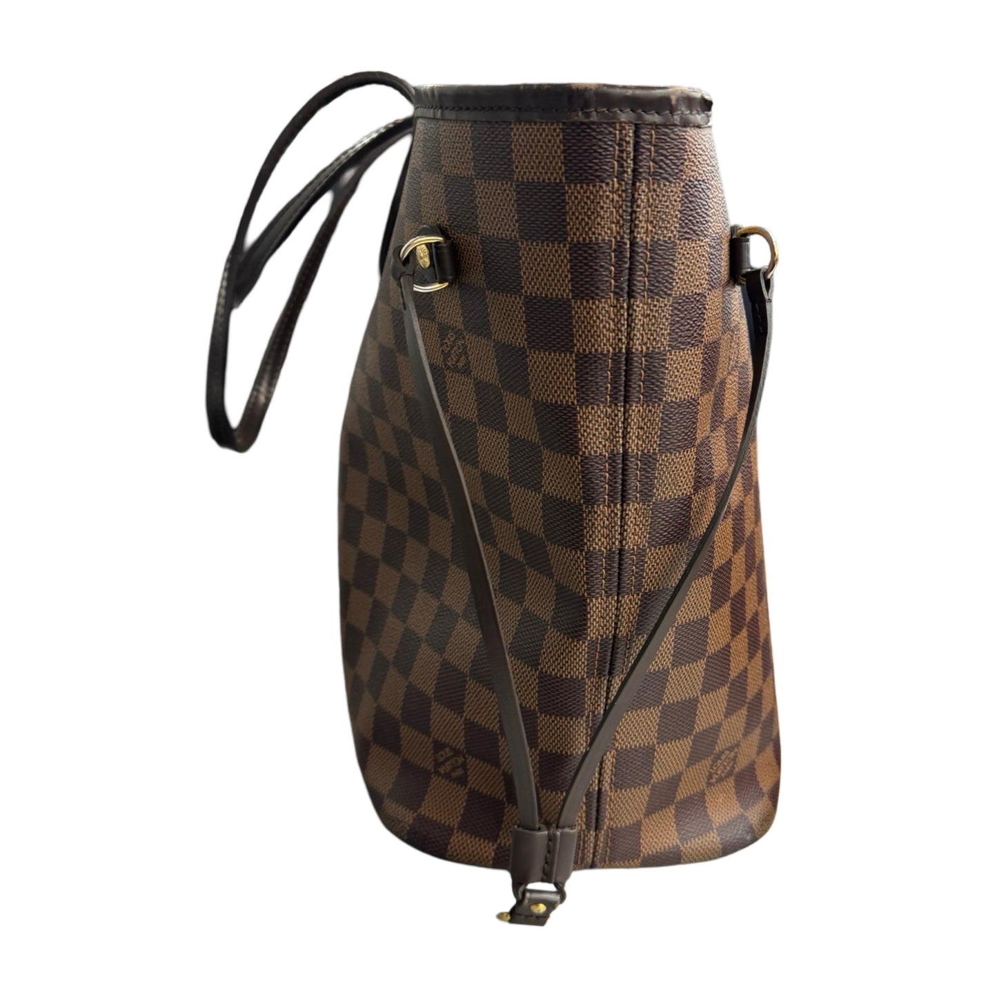 Neverfull MM Coated Canvas Checked Brown Tote Luxury Designer Louis Vuitton, Size Medium