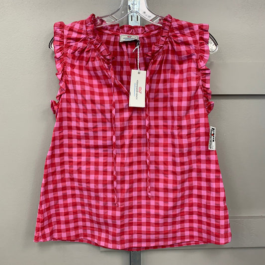 Top Sleeveless By Vineyard Vines In Plaid Pattern, Size: M