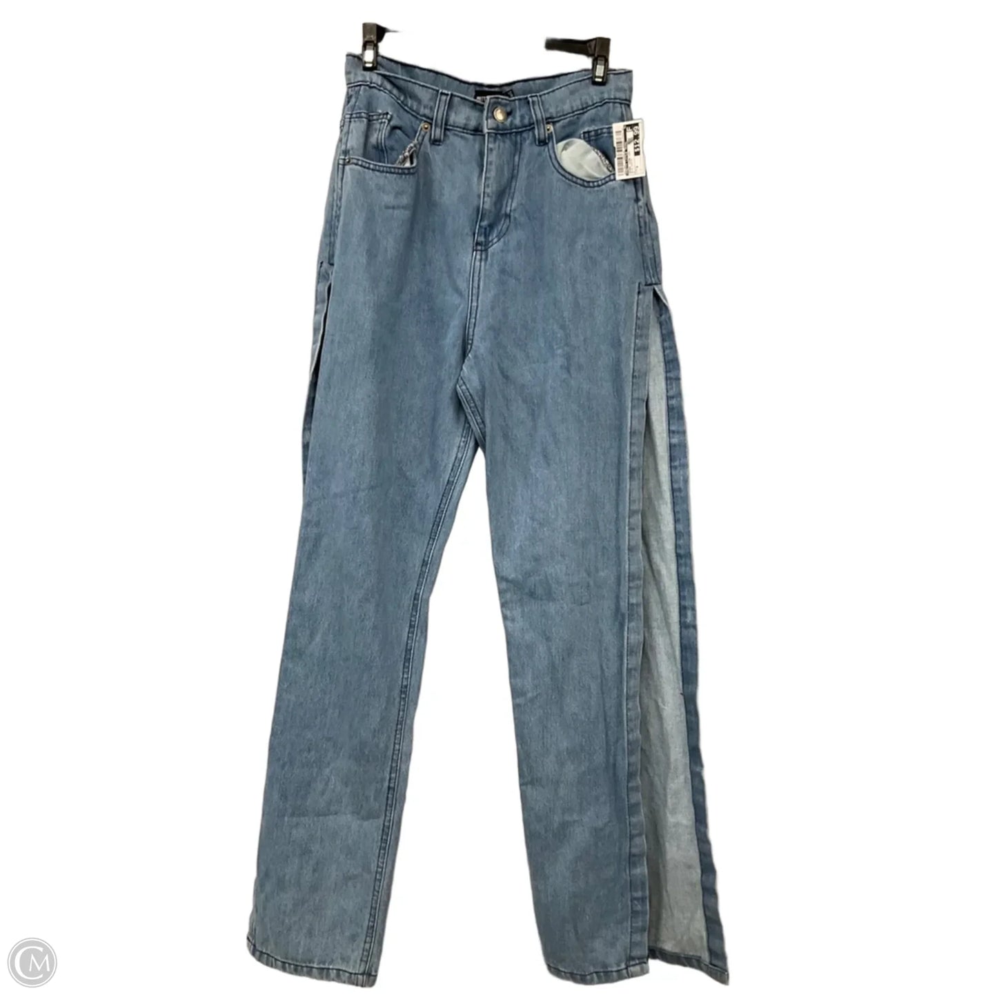 Jeans Wide Leg By Pretty Little Thing In Blue Denim, Size: 8