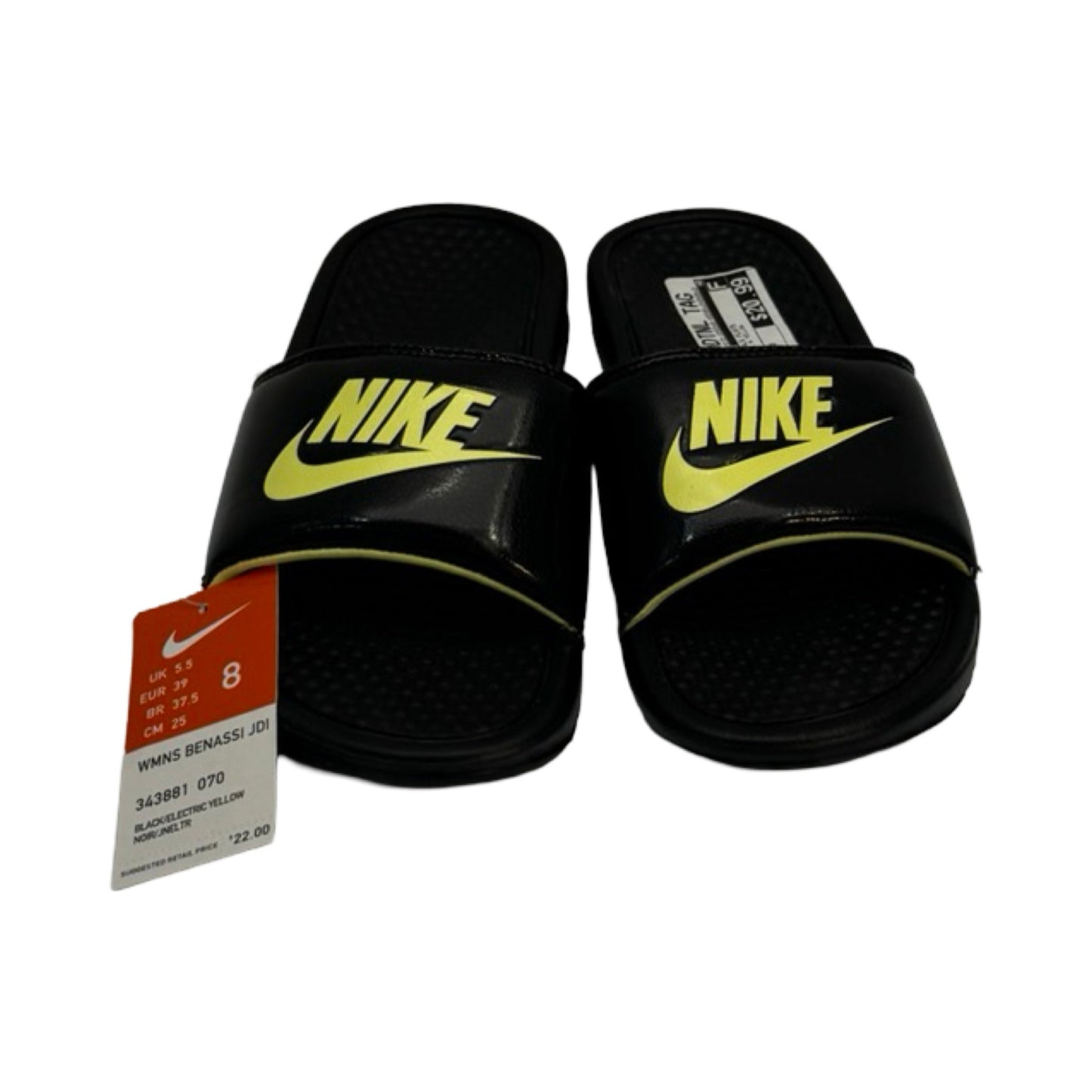 Black & Yellow Sandals Flats Nike, Size 8