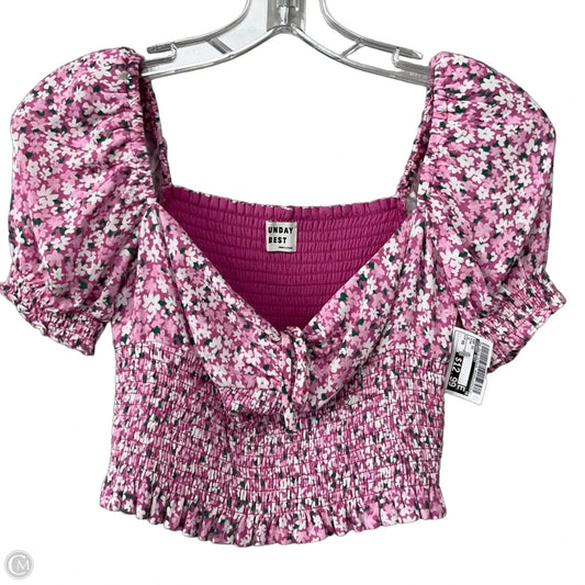 Top Short Sleeve By Sunday Best In Pink, Size: Xs