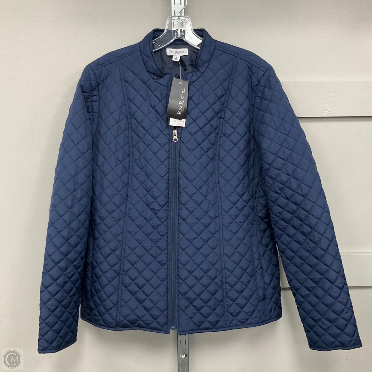 Jacket Puffer & Quilted By Kim Rogers In Navy, Size: L