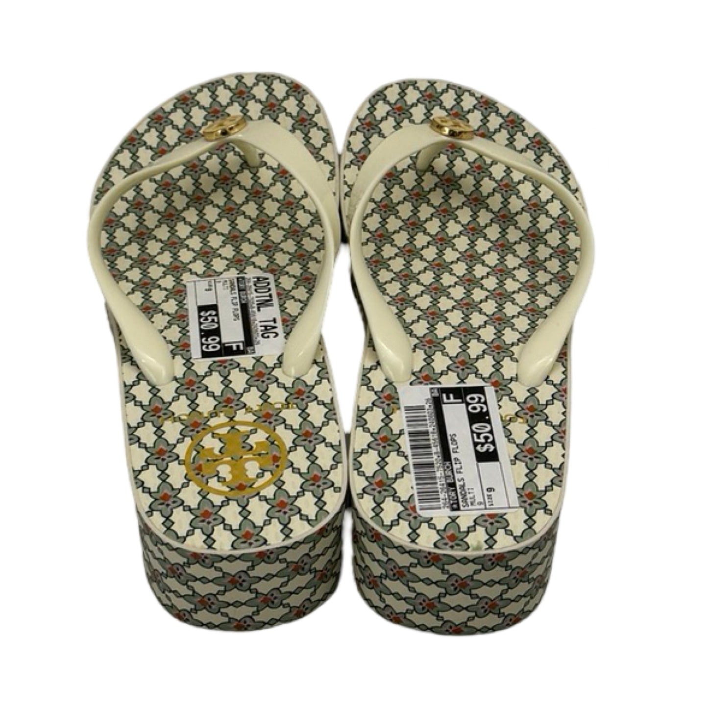 Multi-colored Sandals Flip Flops Designer Tory Burch, Size 9