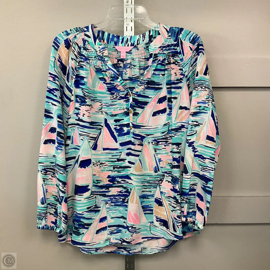 Top Long Sleeve Designer By Lilly Pulitzer In Blue, Size: S