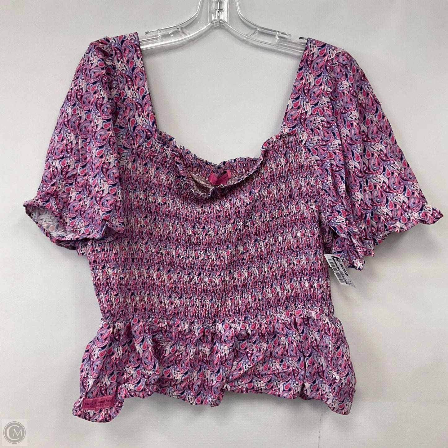 Top Short Sleeve By Simply Southern In Pink, Size: Xl