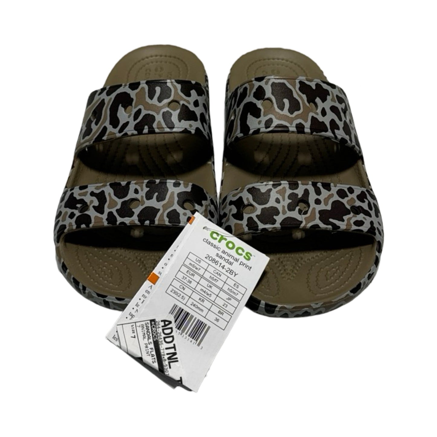 Animal Print Sandals Flats Crocs, Size 7