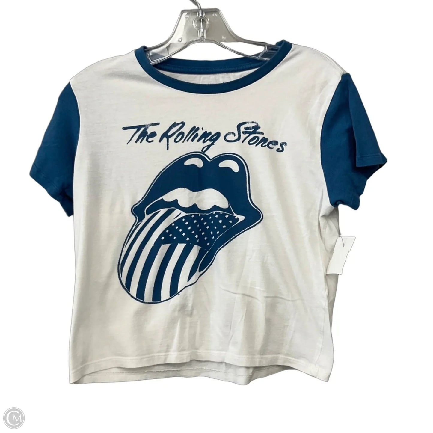 Top Short Sleeve Basic By Clothes Mentor In Blue & White, Size: Xs