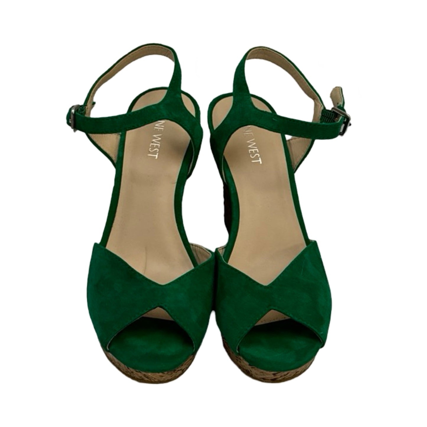 Green Shoes Heels Wedge Nine West, Size 5.5