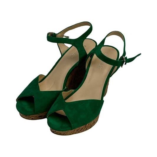 Green Shoes Heels Wedge Nine West, Size 5.5