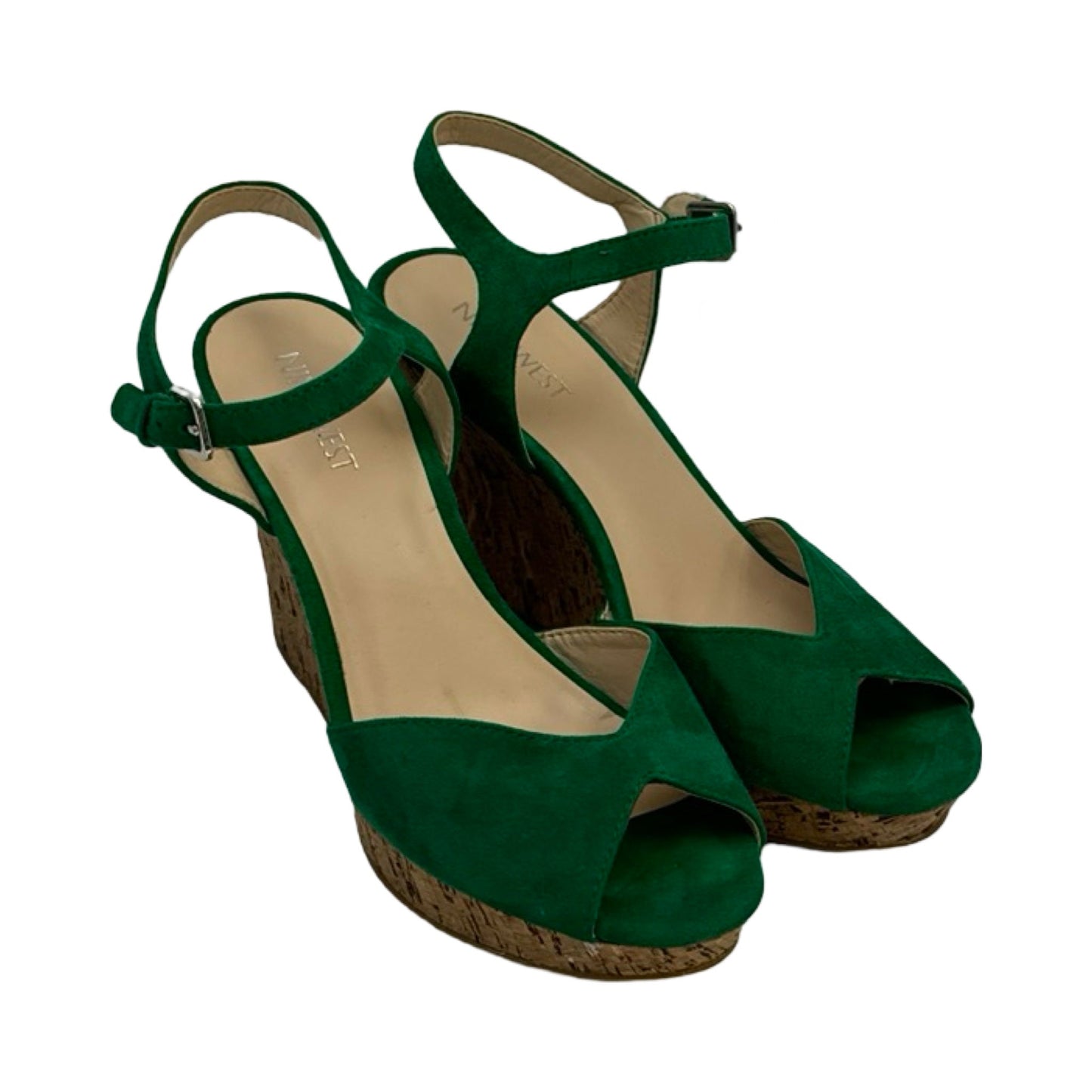 Green Shoes Heels Wedge Nine West, Size 5.5