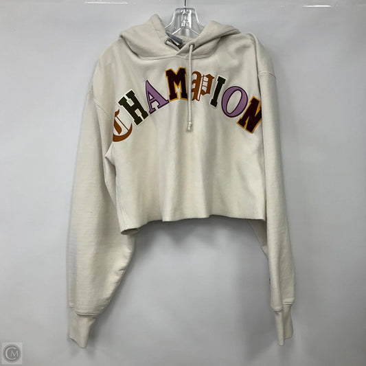 Sweatshirt Hoodie By Champion In Cream, Size: Xl