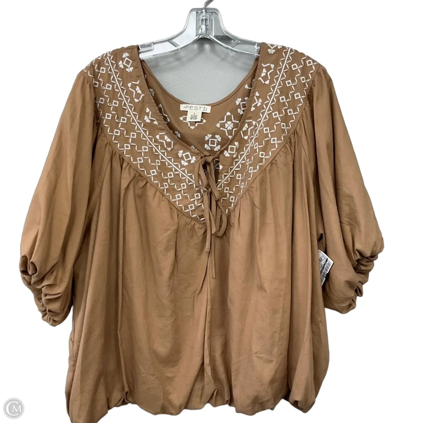 Top 3/4 Sleeve By Clothes Mentor In Brown, Size: 2x