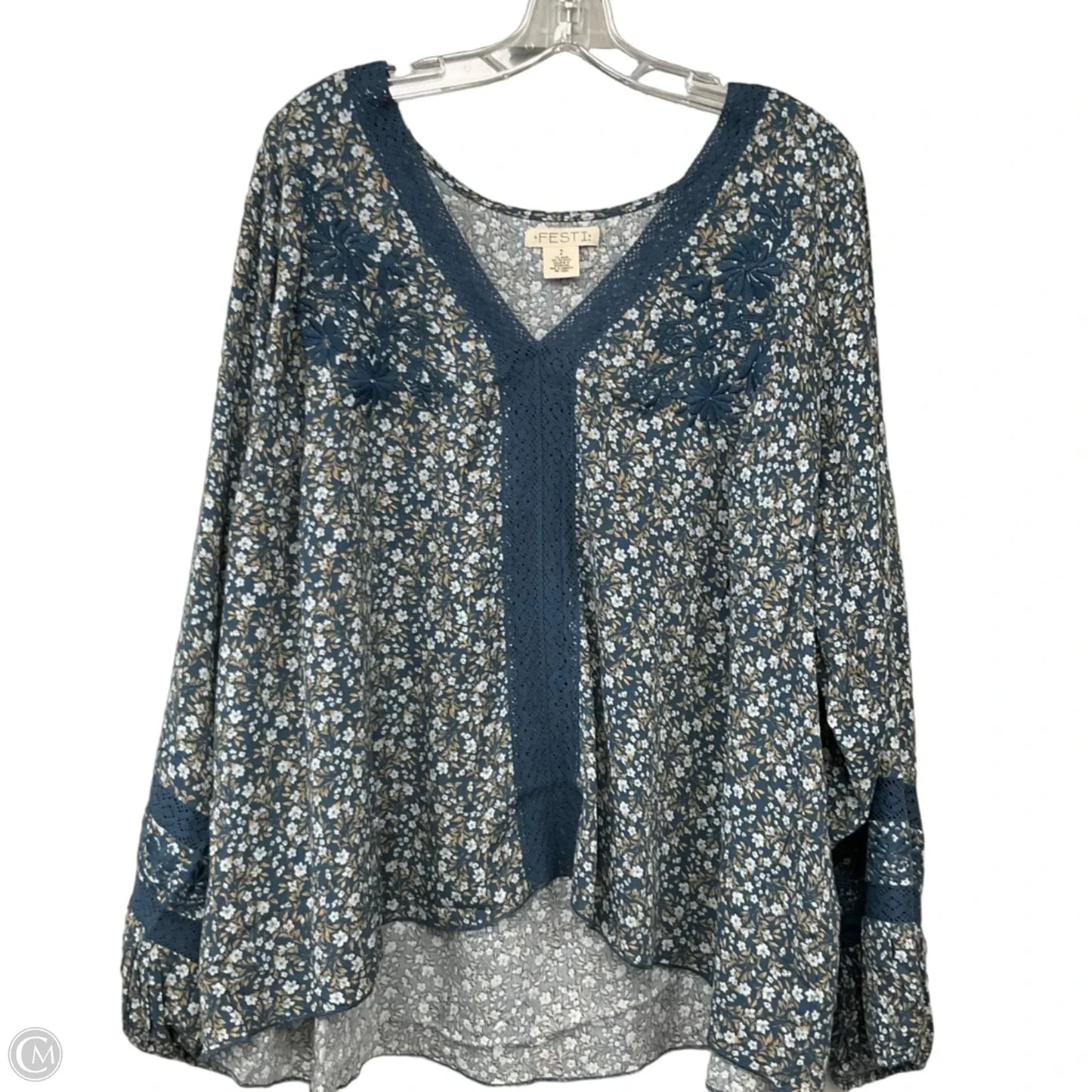 Top Long Sleeve By Clothes Mentor In Blue, Size: 2x